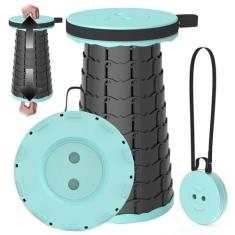 Imagem de PLOGGING Banqueta dobrável atualizada, leve, mas mais resistente, com capacidade de carga de 181 kg, banco telescópico dobrável portátil, banco retrátil para acampamento, pesca, caminhadas, churrasco