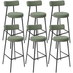 Imagem de Kit 06 Banquetas Alta Bar Cozinha Sala De Jantar Estrutura Em