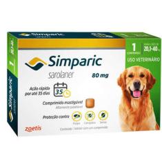 Imagem de Antipulgas Zoetis Simparic 80 Mg para Cães de 20,1 à 40 Kg com 1 comprimido