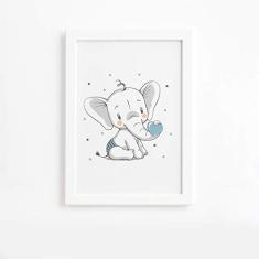 Imagem de Quadro Elefante e Coração  Moldura  22x32cm