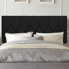 Imagem de Painel Estofada Istambul Botão Capitonê 195cm King Size Para Cama Box Quarto Corino Preto - Gat Magazine