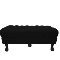 Imagem de Recamier Luis Xv Capitonê Retrô 180cm Suede Preto Pés Madeira Mz Decor