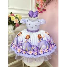 Imagem de Vestido Infantil  Princesinha Lilás Aplique Pérolas Luxo - Fantasias, 