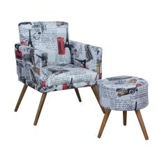 Imagem de Poltrona Decorativa Nice Suede Pariz 3D - Puff Redondo Paola Pariz 3D - JRV móveis