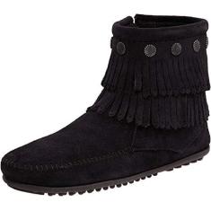 Imagem de Minnetonka Bota feminina com zíper lateral e franja dupla