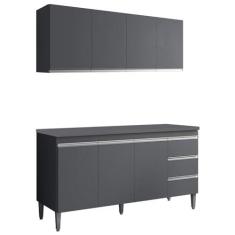 Imagem de Armario Aereo E Balcao Com Tampo 160 cm Andreia Cinza REAJL