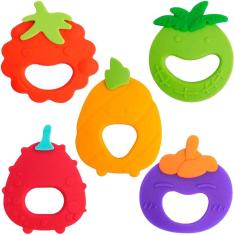 Imagem de Mordedor Bebê Funny Fruit Bpa Free Silicone com Texturas Multikids BB1233