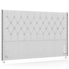 Imagem de Cabeceira Cama Box Queen 160cm Estofada Frizza P05 Linho Cinza Claro