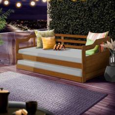 Imagem de Sofá Cama Confortável Solteiro Madeira Maciça Castanho João Shop Jm