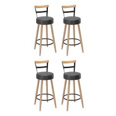 Imagem de Kit 4 Banquetas Moscou 98cm Couríssimo - Salaone Preto