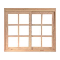 Imagem de Janela De Madeira Vitro De Correr Quadriculado Reto 2 Folhas