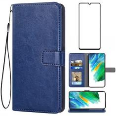 Imagem de Asuwish Compatível com Samsung Galaxy S21 FE Gaxaly S 21 FE 5G Capa carteira protetora de tela de vidro temperado e capa flip de couro com suporte para cartão capas de telefone para Glaxay S21FE5G UW