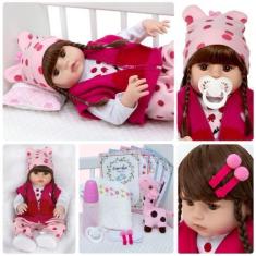 Imagem de Boneca Estilo Reborn Bebê Menina Girafinha Baby + 15 Itens - Cegonha R