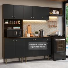 Imagem de Armário de Cozinha Compacta 235cm Rustic/Preto Gourmet Madesa XC03