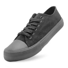 Imagem de Tênis unissex de lona casual de cano baixo com cadarço para mulheres e homens, confortável, leve, clássico, moderno, popular 2024, Zapatillas Casual De Lona De Moda para Hombre Y Mujer, Todo preto,