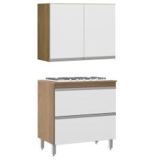 Imagem de Balcão Para Cooktop 5 Bocas Com Armário Aéreo Multiuso Branco - Menu M
