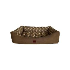 Imagem de Cama para Cachorro Retangular em Corino + Poliéster Marrom Ursinho Extra Grande (XGG) 98 x 65 cm