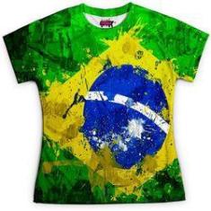 Imagem de Camiseta Baby Look Feminina Brasil Bandeira Copa Md01