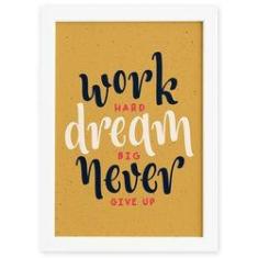 Imagem de Quadro com Frase de Motivação Work Hard Moldura  22x32