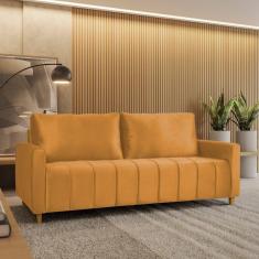 Imagem de Sofá em Veludo 3 Lugares Amelie Yescasa Amarelo