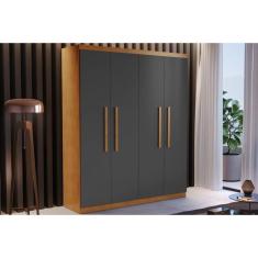 Imagem de Guarda Roupa Solteiro 4 Portas e 2 Gavetas Espanha Naturale/Grafite - Rufato