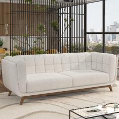 Imagem de Sofá Decorativo Sala De Estar 180Cm Rocket 2 Lugares Base Madeira Boucle Branco G45 - Gran Belo