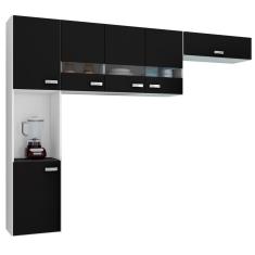 Imagem de Cozinha Compacta Poquema Julia 405.22 com 6 Portas - Preta/Branca