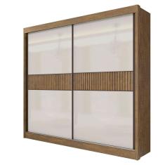 Imagem de Guarda Roupa Casal 2 Portas 6 Gavetas Cancun Ripado Ipê Off White -D` Doro