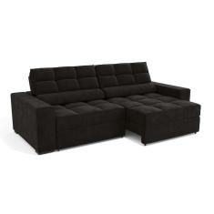 Imagem de sofá 4 lugares retrátil e reclinável deluxe molas veludo preto 268 cm