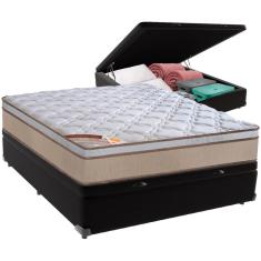 Imagem de Cama Box Baú Preto e Colchão Revolution Tecnopedic Molas Casal Castor