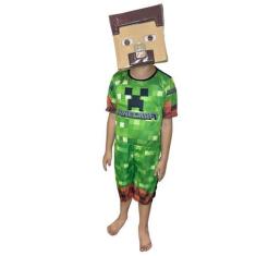 Imagem de Fantasia Infantil Minecraft Curta Com Enchimento E Máscara - Alicia Fa