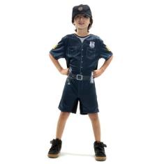 Imagem de Fantasia Infantil Policial Macacão Curto c/ Boné Abrakadabra - Diverso