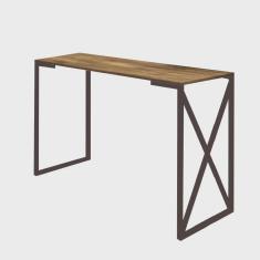 Imagem de Mesa Escrivaninha Mesa de Estudos Bex Home Office Ferro Marrom mdf Carvalho - Ahz Móveis