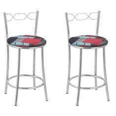 Imagem de Kit 2 Banquetas Cromadas Bc51-c - E522 Cromada/preto/cinza