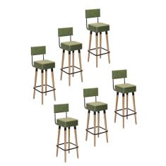 Imagem de Kit 6 Banquetas Altas Estofadas Florença Verde - Adz