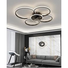 Imagem de Ventilador de teto moderno e silencioso com iluminação LED Luz de teto da sala de estar regulável com ventilador e controle remoto Lâmpada de ventilador de anel ultrafino para quarto, cozinh
