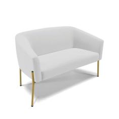 Imagem de Sofá Namoradeira 2 Lugares Pé de Ferro Dourado Stella Linho Cinza A05 D03 - D'Rossi