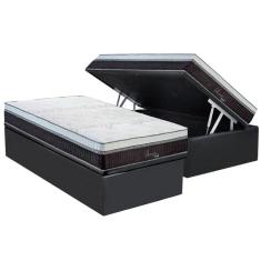 Imagem de Cama Box Baú Solteiro: Colchão Molas Polar Superlastic Serenatta + Base CRC Suede Gray(88x188)