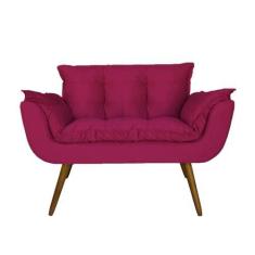 Imagem de Namoradeira Decorativa Estofada Para Consultório Opala Suede Rosa Pink - LM DECOR