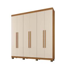 Imagem de Guarda Roupa Casal 6 Portas 3 Gavetas Milão Benetil Móveis Cinamomo/Off White