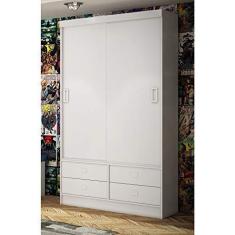 Imagem de Guarda Roupa Solteiro 2 Portas 4 Gavetas 1450 Móveis Percasa Branco