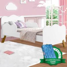 Imagem de Cama Infantil Com Proteção Lateral Nuvem Branca Angel Cambel Com Colch