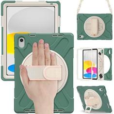 Imagem de Capa para tablet Estojo de TPU resistente à prova de choque Compatível com iPad 10ª geração 10,9" Lançado em 2022, Capa protetora à prova de queda à prova de choque W Suporte giratório + alça + alça d