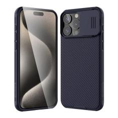 Imagem de Nillkin Capa para iPhone 15 Pro Max com capa deslizante para câmera [proteção de lente atualizada] [policarbonato rígido + amortecedor de TPU], capa protetora fina à prova de choque de 6,7 polegadas