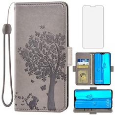 Imagem de Asuwish Capa carteira compatível com Huawei Y9 2019/Enjoy 9 Plus e protetor de tela de vidro temperado flip alça de pulso suporte para cartão de crédito capa para celular Havaí 9Y JKM-LX3 mulheres