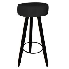 Imagem de Kit 08 Banqueta Alta Flora Pés Palito Em Madeira Preto Para  Bar Bistr