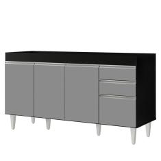 Imagem de Balcão Gabinete Para Pia Sem Tampo 150cm Marrocos Preto/cinza - Lumil