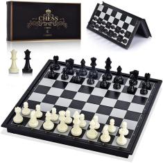 Imagem de ColorGo Chess Set com tabuleiro de jogos de viagem magnética dobrável e 2 rainhas extras para crianças e adultos