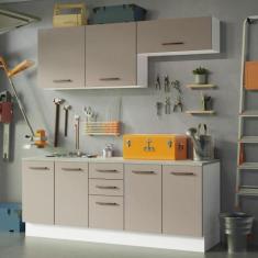 Imagem de Kit Com 2 Balcões E 2 Armários Aéreos Multiuso 200cm Branco/Crema Agat