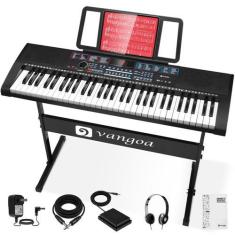 Imagem de Piano de teclado Vangoa de 61 teclas com suporte para iniciantes, cria
